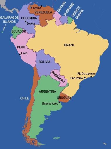 Река Рио Гранде картата на Южна Америка
